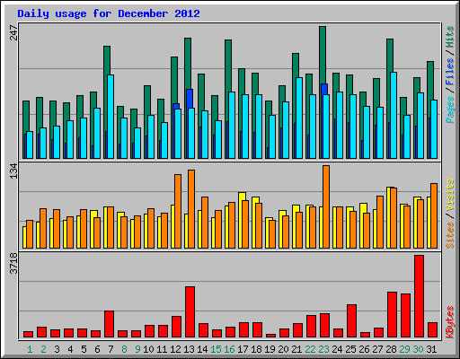 Daily usage for December 2012