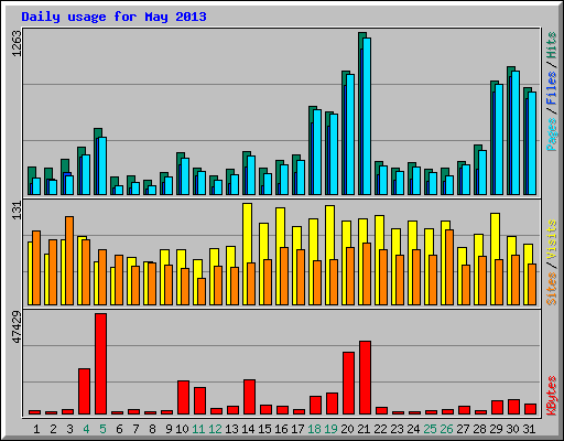 Daily usage for May 2013