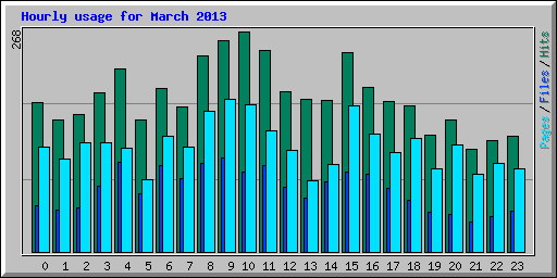 Hourly usage for March 2013