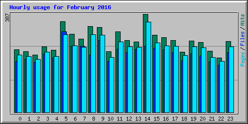 Hourly usage for February 2016